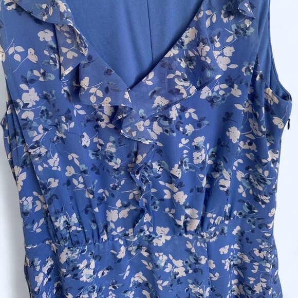 Blue Floral Wrap-Style Dress - Picture 6 of 8